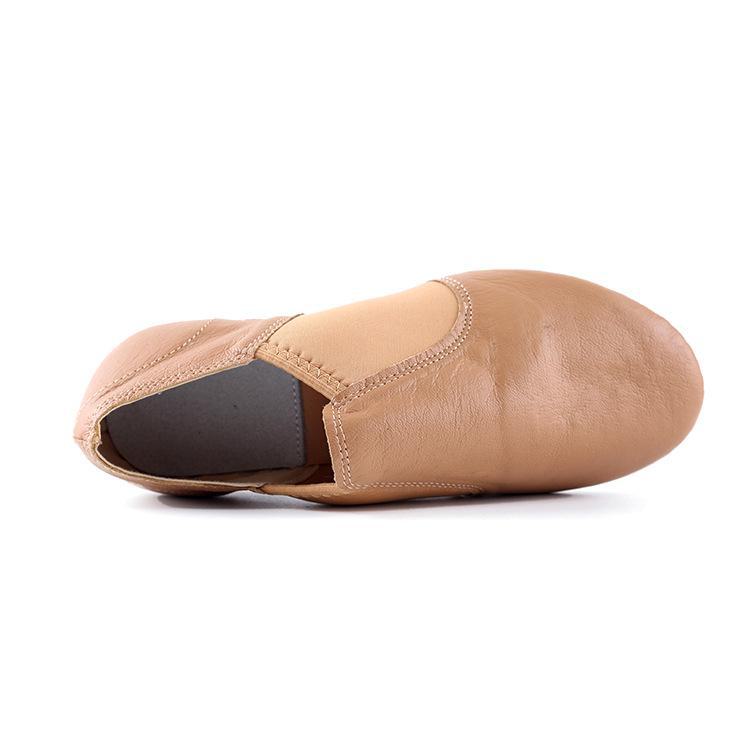 Sapatos de dança de couro genuíno com sola macia para mulheres: Perfeito para treinamento de adultos, balé, jazz, dança do ventre e dança latina.