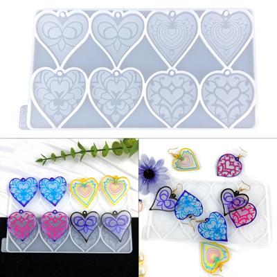 Beautiful Earrings Necklaces Keychains Pendant Mold Flexible Heart Shape Pendant Silicone Mold for Jewelry Studios