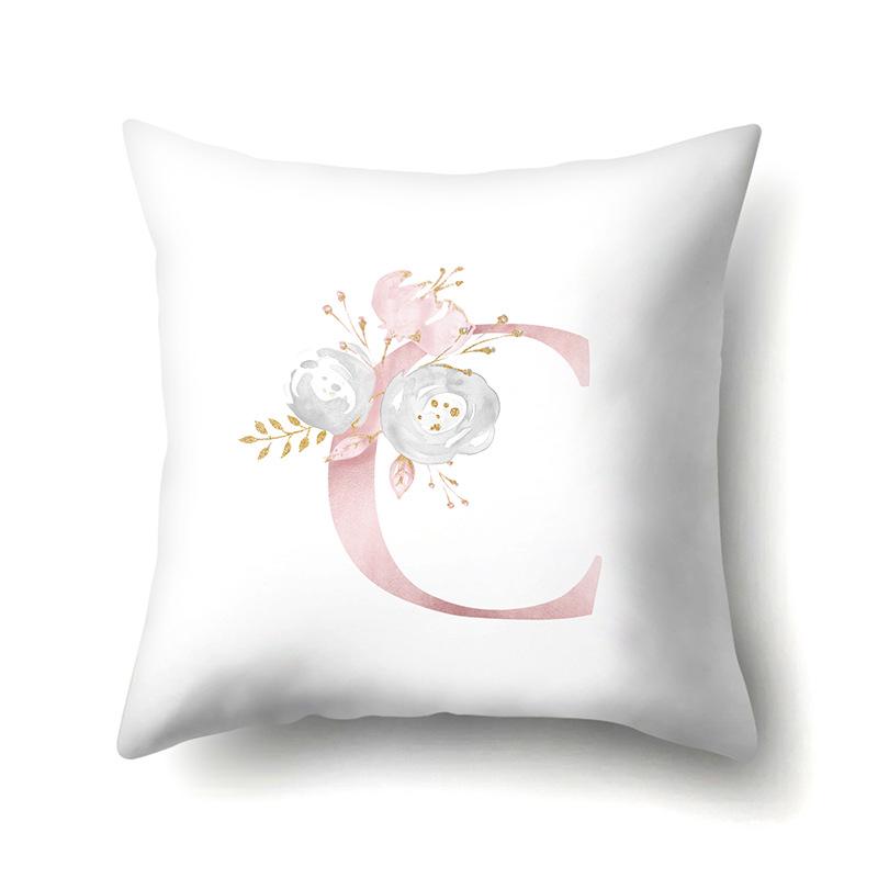 Polyester Pillowcase Automobile Decoration Home 26 English Letter Printing Pillowcase Waist Cushion Cover
