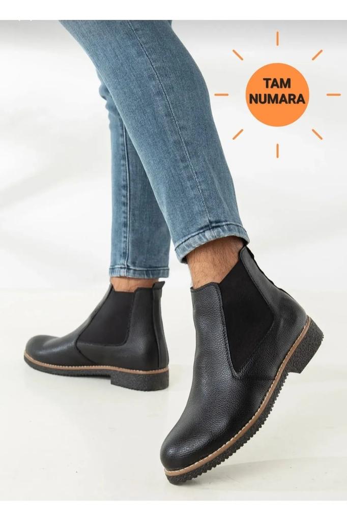 Men's Fashion Waterproof Flat Heeled Booties Bootie Black Color Orthopedic Sole Zippered Warm Lined Boots Rubber Sole Lace Up Boots Shoes