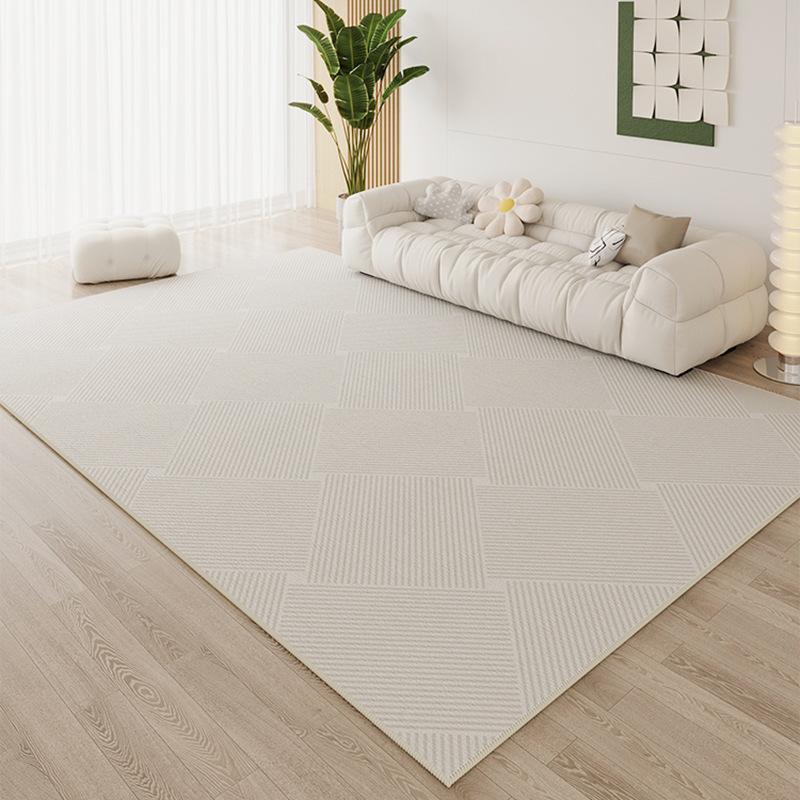 Contemporary Area Rugs Curved Lines Design Neutral Color Palette Modern Living Room Carpets for Home Decor