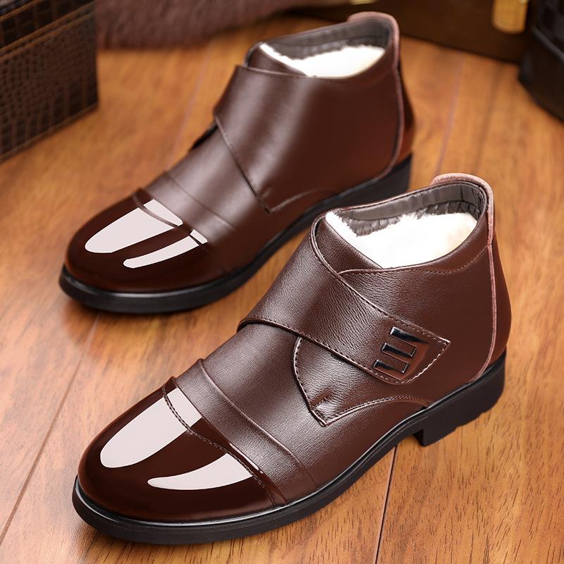 2025 Winter New Men's Business Dress Leather Shoes Men's High-top Warm Cotton Shoes Cold-resistant Warm Cotton Shoes 7688