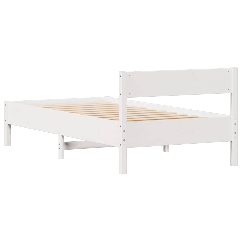 Solid Wood Bed without Mattress White 75 x 190 cm Pine Wood