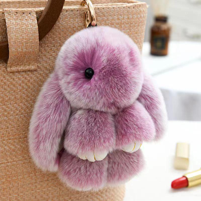 Rex Rabbit Fur Plush Keychain: Cute Rabbit Pendant Toy for Bag or Car