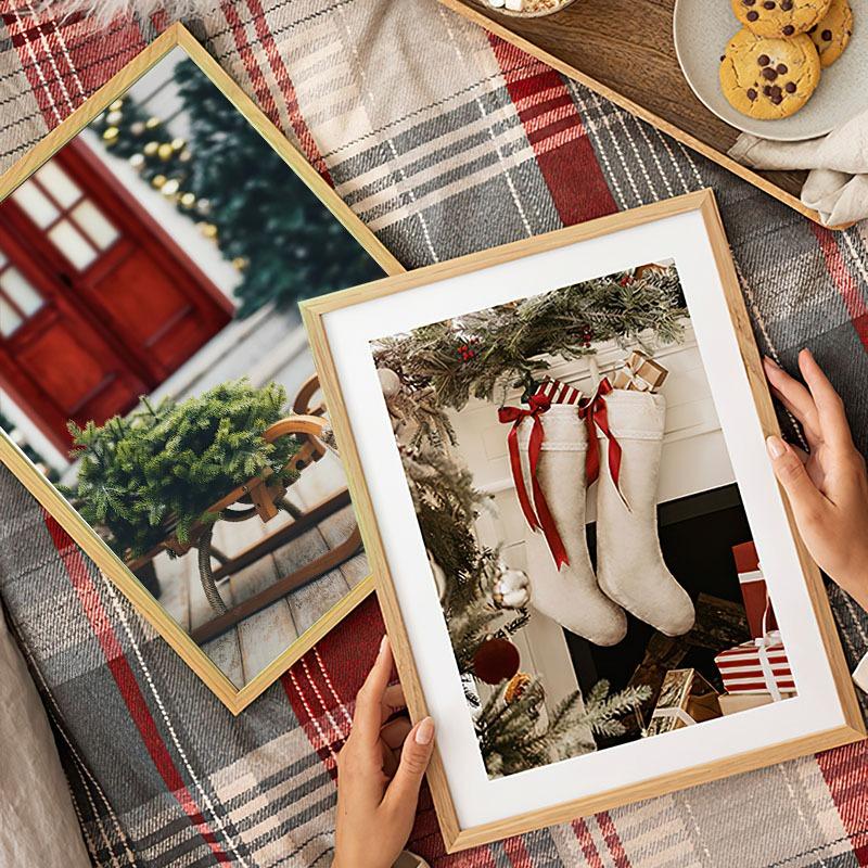 Santa Claus Christmas Tree Car Socks Gift Wall Art Canvas Painting Posters And Prints Wall Pictures For Living Room Home Decor