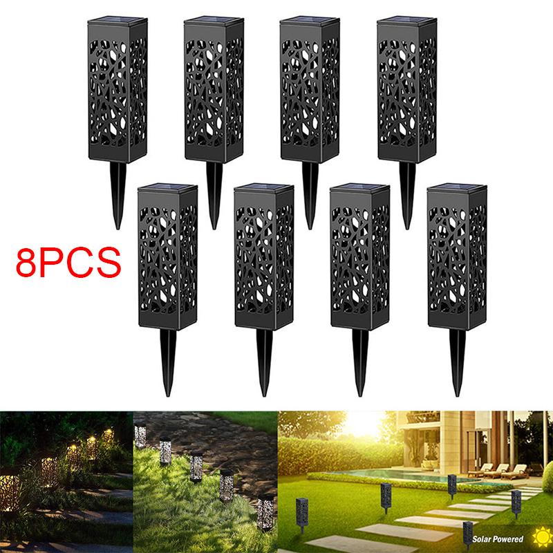 8Pcs IP44 Waterproof Solar Hollow Lawn Lamp Decoration