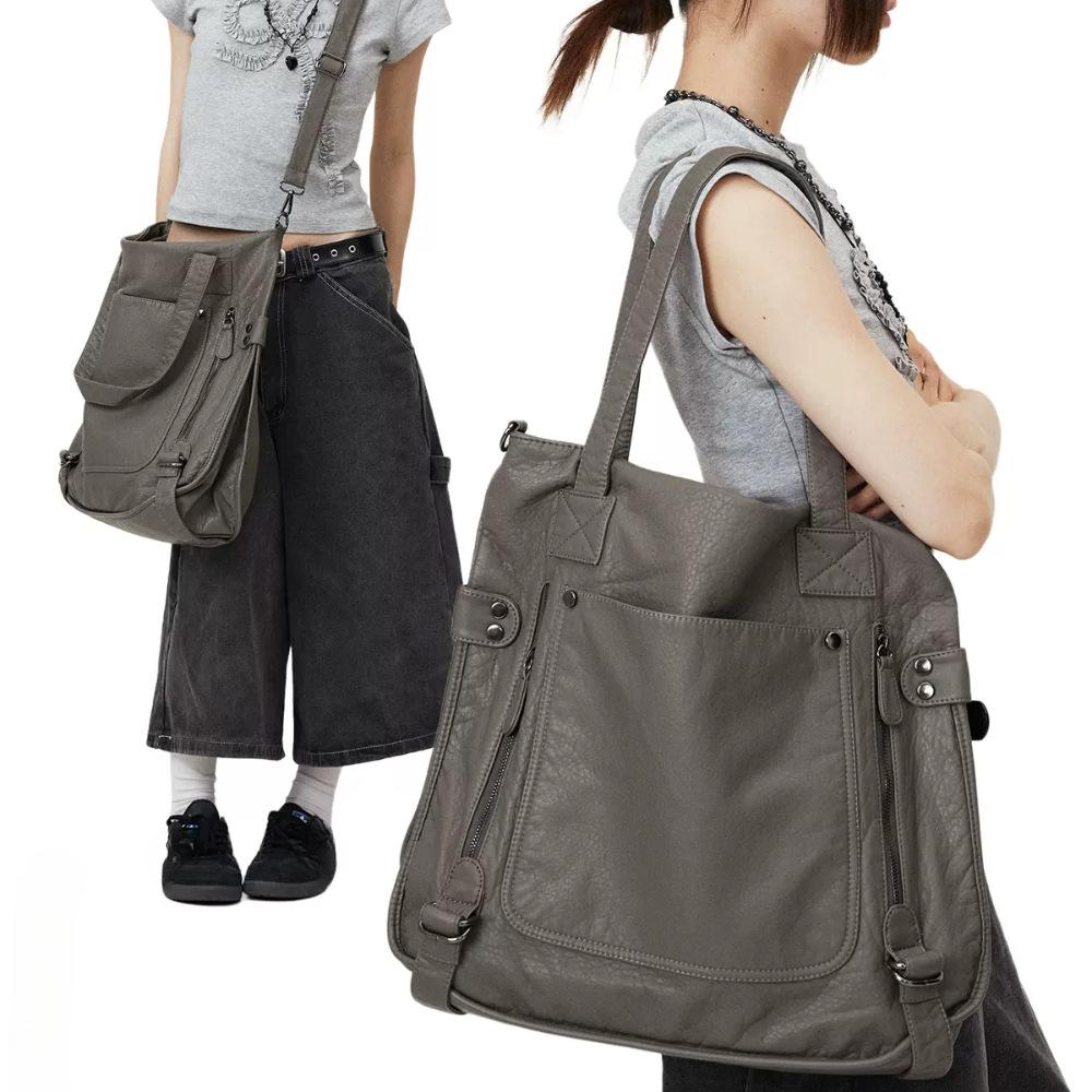 Women'S Soft Leather Retro Tote Bag Trendy Shoulder Messenger Bag