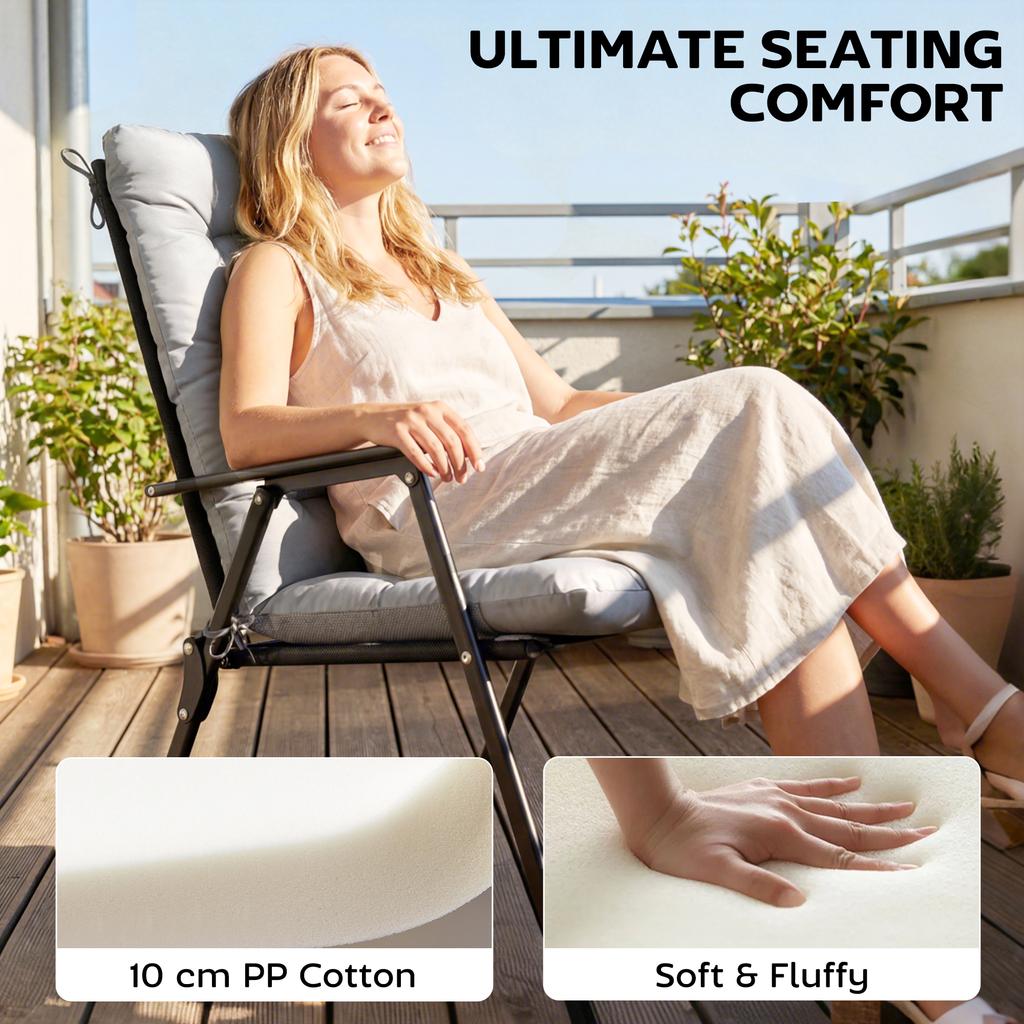 Patio Chair Cushions Set Of 4 Waterproof Non Slip Lounge Chair Cushions 112x53cm Light Grey