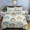 Artoon Owl Pattern Background Duvet Cover Set Digital Print Colorful Polyester Bedding With Zipper Closur For Kids Gifts