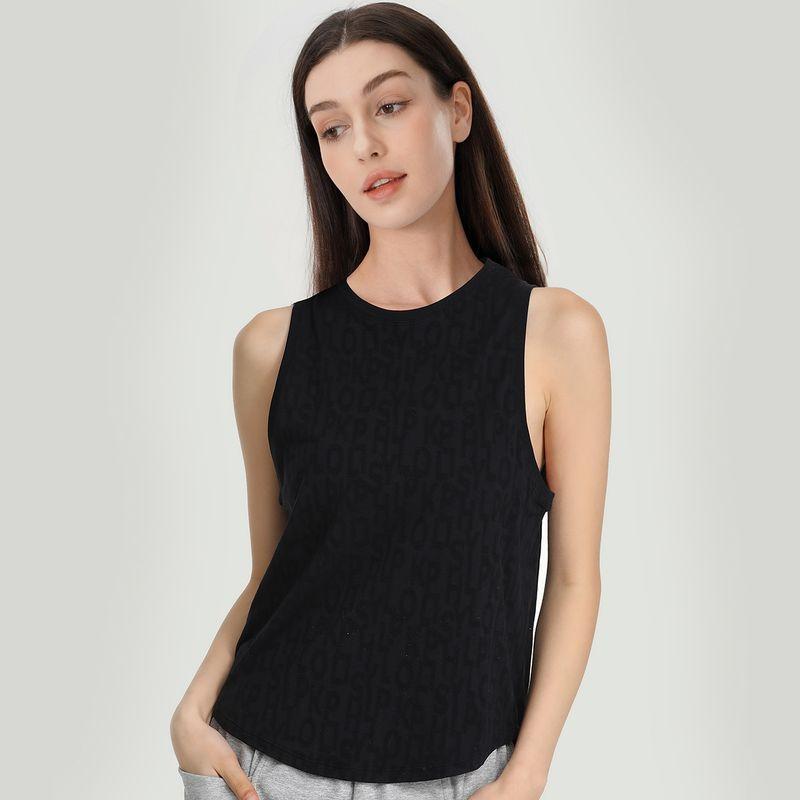 

2025 Amoi Yoga Clothes Women s Sleeveless Vest Breathable Comfortable Yoga Jacket Sports Blouse Loose Fitness T-shirt Black M