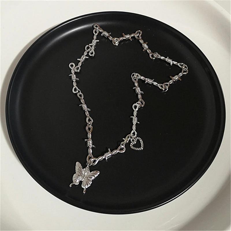 Vintage Perle Liebe Schmetterling Spinne Anhänger Halskette Für Männer Frauen Gothic Hip Hop Kreuz Mond Kette Lange Schmuck Halloween