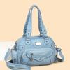 2026 Luxury Designer Multi-layered Washing Leather Women Tote Bag Retro Solid Color Shoulder Crossbody Bags Brand Female Handbag