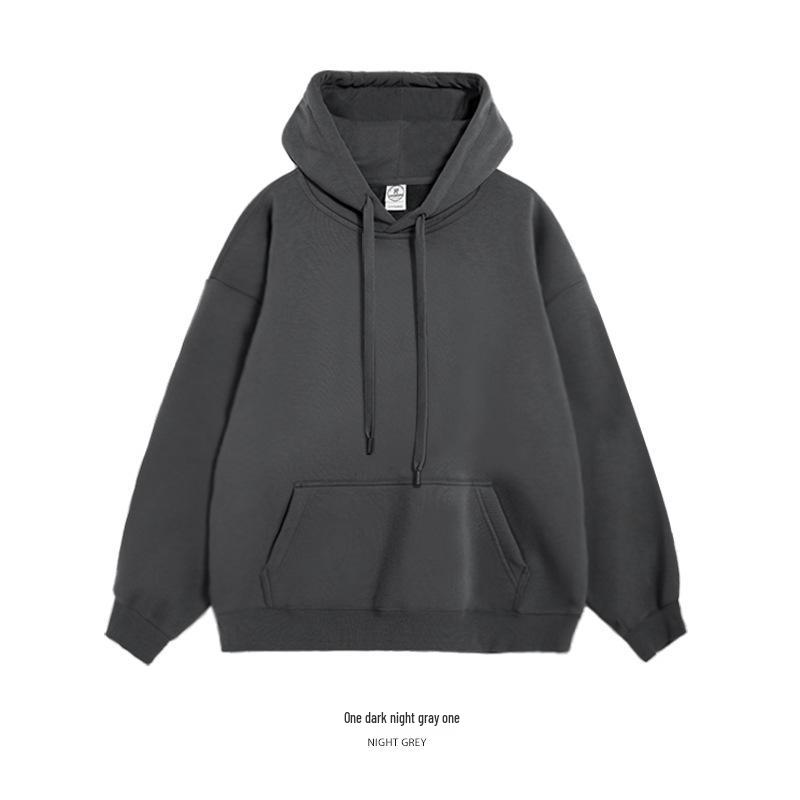Unisex Drop Shoulder Solid Color Hoodie Pullover - Spring & Autumn Long Sleeve Sweatshirt