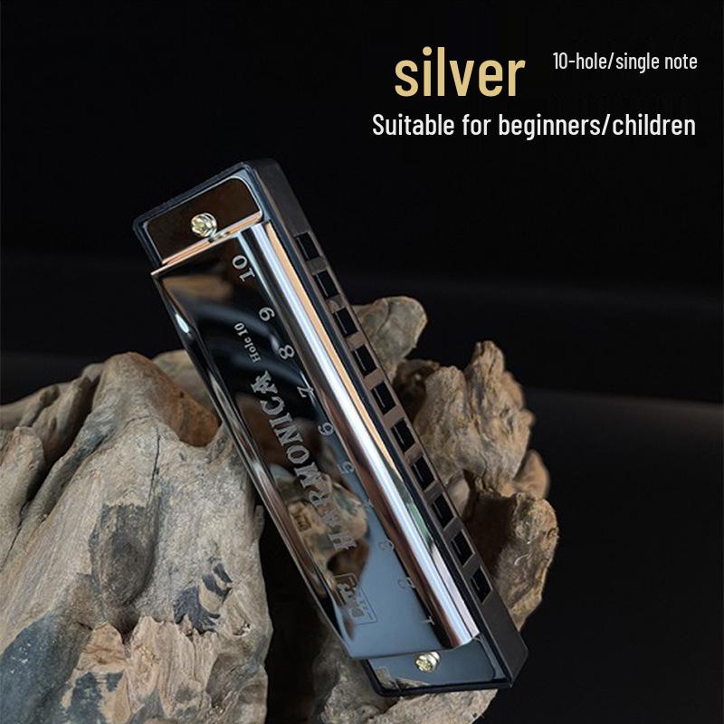 Dětská kreslená harmonika: Kovová zvuková hračka s 10 otvory pro hudební výuku v mateřské a základní škole