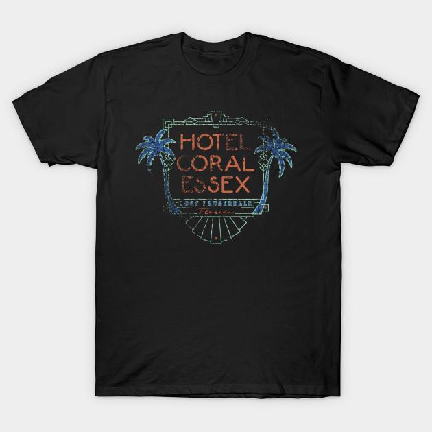 Men Black Print T-shirt Hotel Coral Essex Fort Lauderdale No-Cut Transfer Paper Print Cotton Tshirt S чёрный