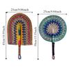 Colorful Striped Patterns Hand Braided Fan Vintage Cattail Fan Decorative Handheld Fans  Outdoor