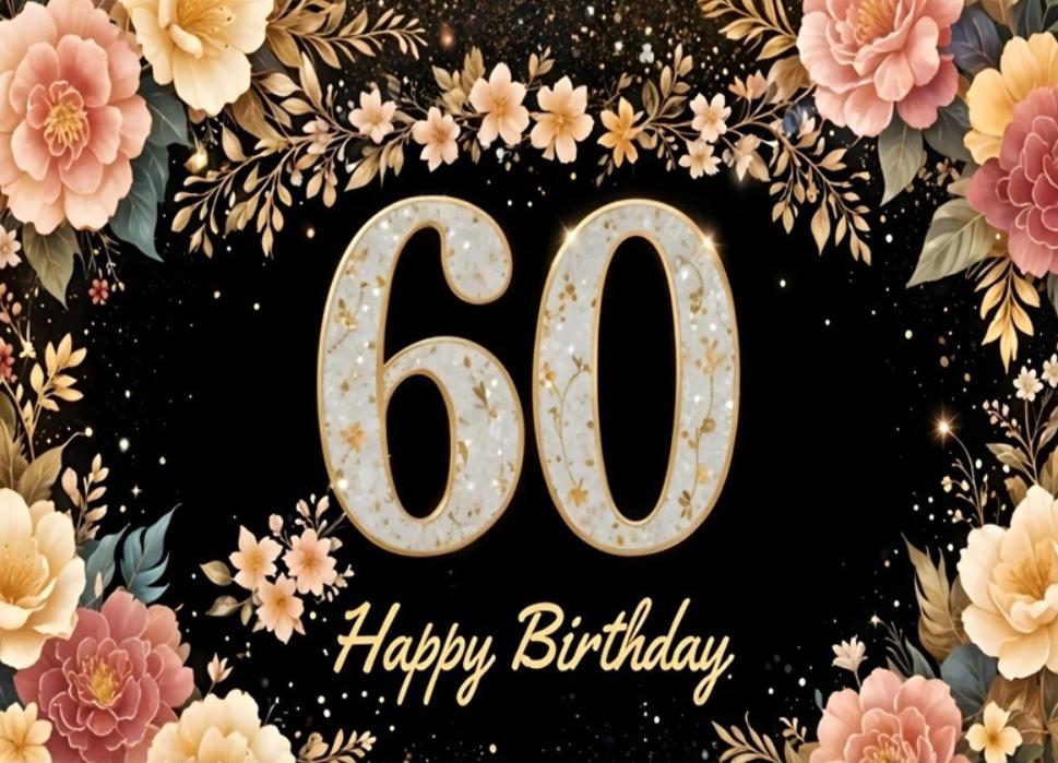Colorful Flowers 60th Birthday Theme Banner Background Birthday Party Home Decoration Activities Photography Background Cloth