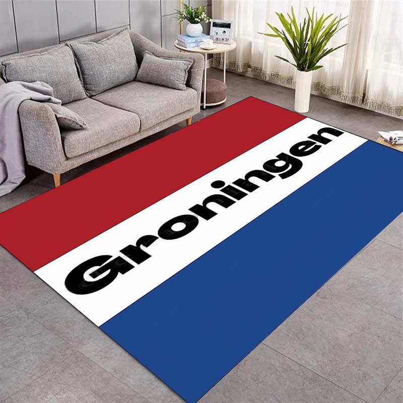 FC Groningen Vintage Wood Striped Area Rug Green White Stripe Football Club Logo Non Slip Floor Mat Soccer Fan Living Room Home Decor