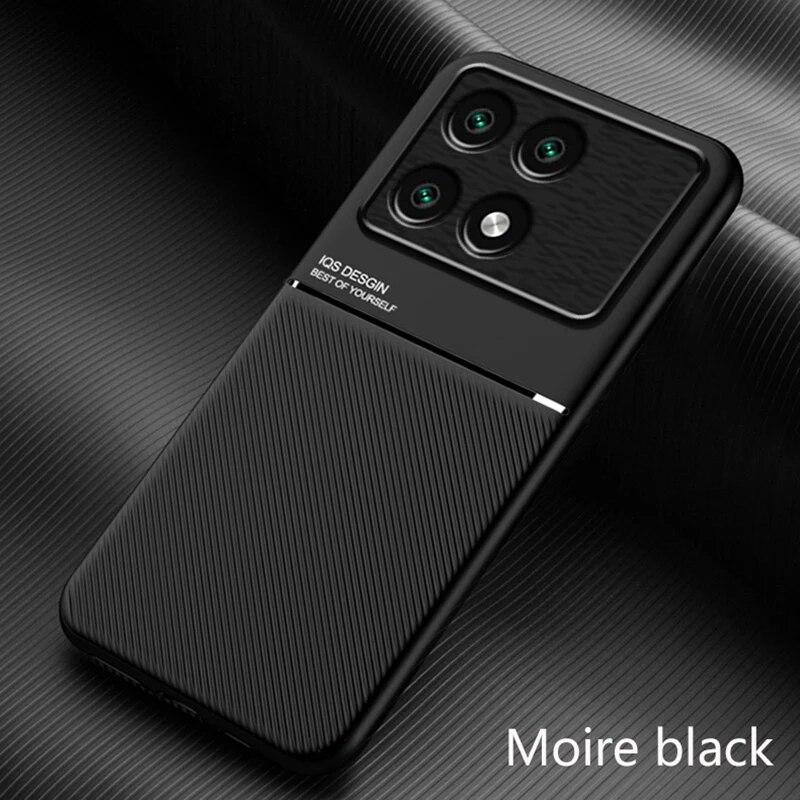 

Магнитный чехол из искусственной кожи для Xiaomi Poco X6 Pro, автомобильный держатель, роскошный силиконовый защитный чехол для телефона Poco X4 GT X5 Pro 5G For Poco X6 чёрный
