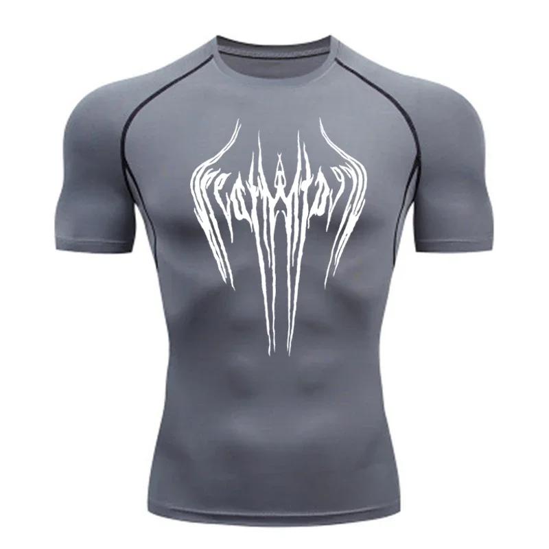 Men's Breathable Compression Sports T-shirt Short-sleeved Bodybuilding Fitness Sweatshirt Jogging Training Sportswear Top S-3XL