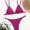 European & American Sexy Triangle Bikini - Women's Solid Color Special Material Swimsuit, 2022