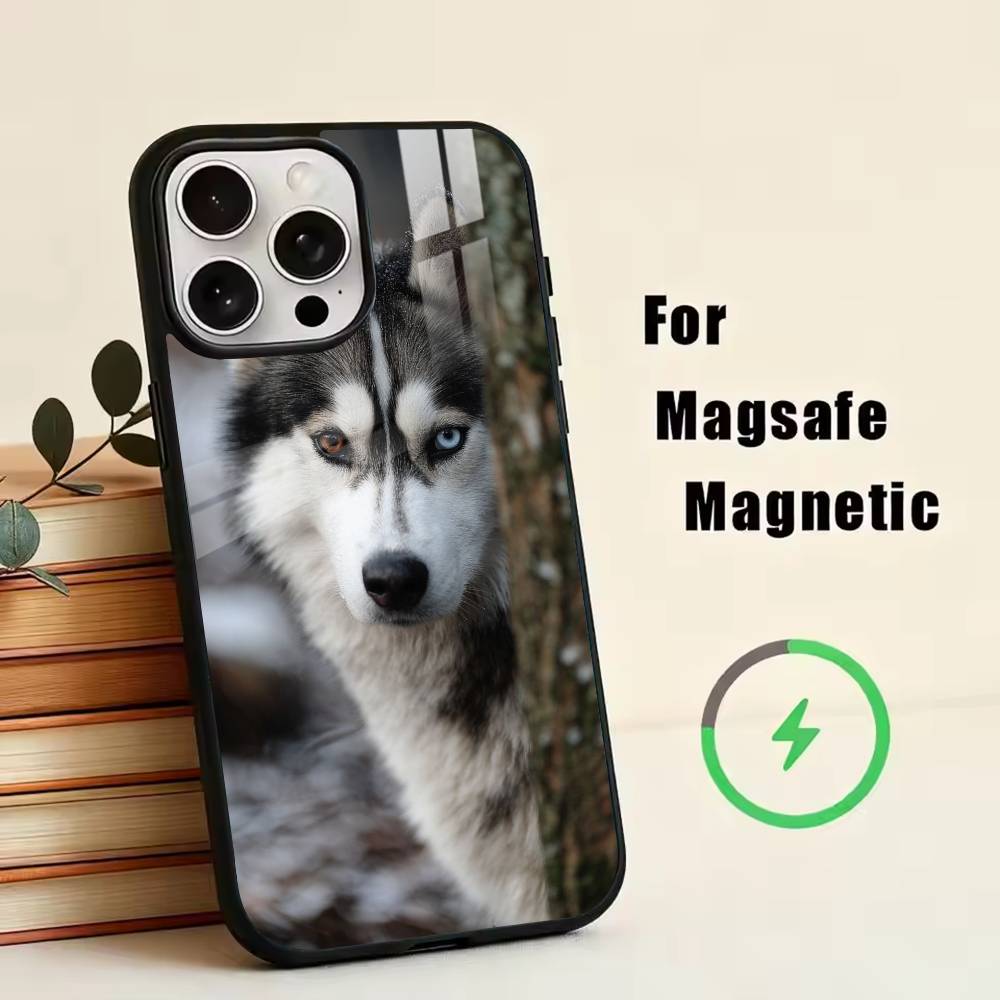 

Siberian Husky Phone Case For iPhone17,16,15,14,13,12,11 Plus,Pro Magnetic For Magsafe Wireless Charging iPhone14PRO