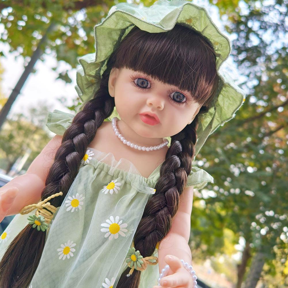 55 CM Soft Silicone Reborn Baby Bath Doll Toy 22 Inch Realistic Princess Toddler Beautiful Bebe Girl a birthday present