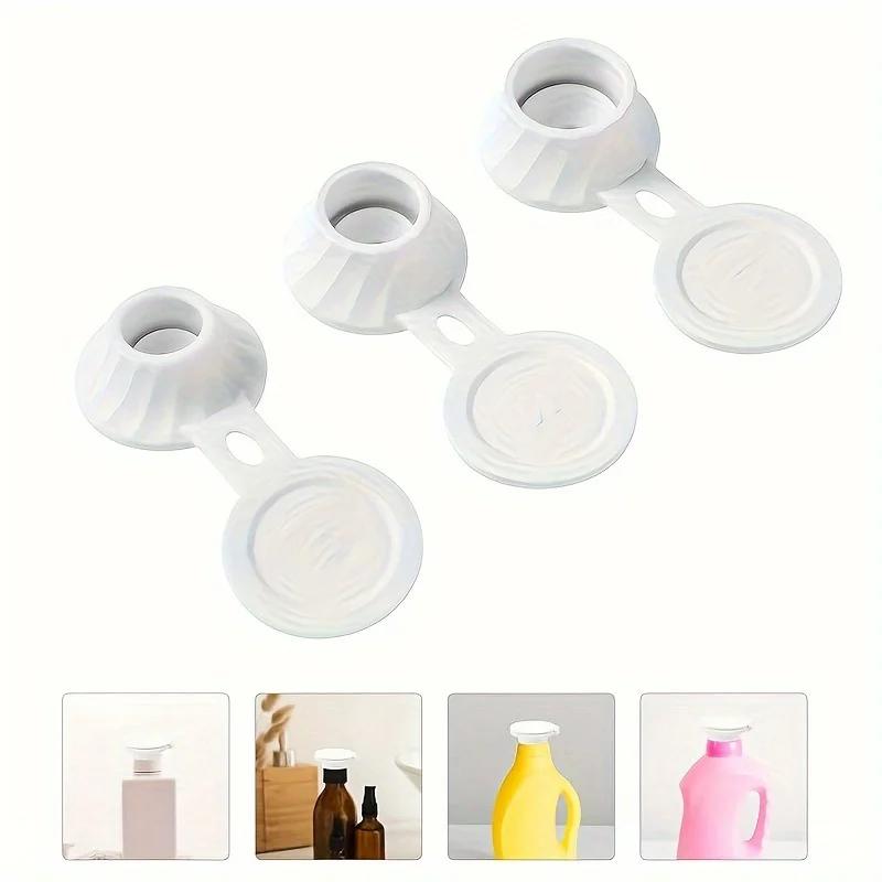 3pcs Vertical Bottle Stand Cap Set for Shampoo, Conditioner, Shower Gel, Leak-Proof Flip-Top Dispenser Lids, Bathroom Accessory