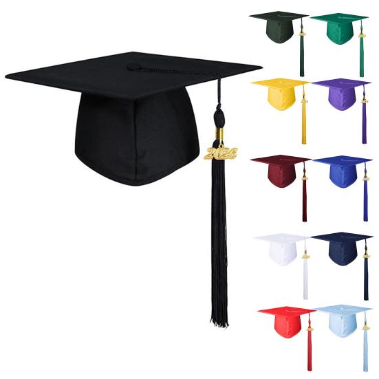 Unisex Matte Abschlusskappe mit 2026 Jahresquaste Anhänger Erwachsene Glückwunsch Abschlussaccessoire für High School Bachelor Master