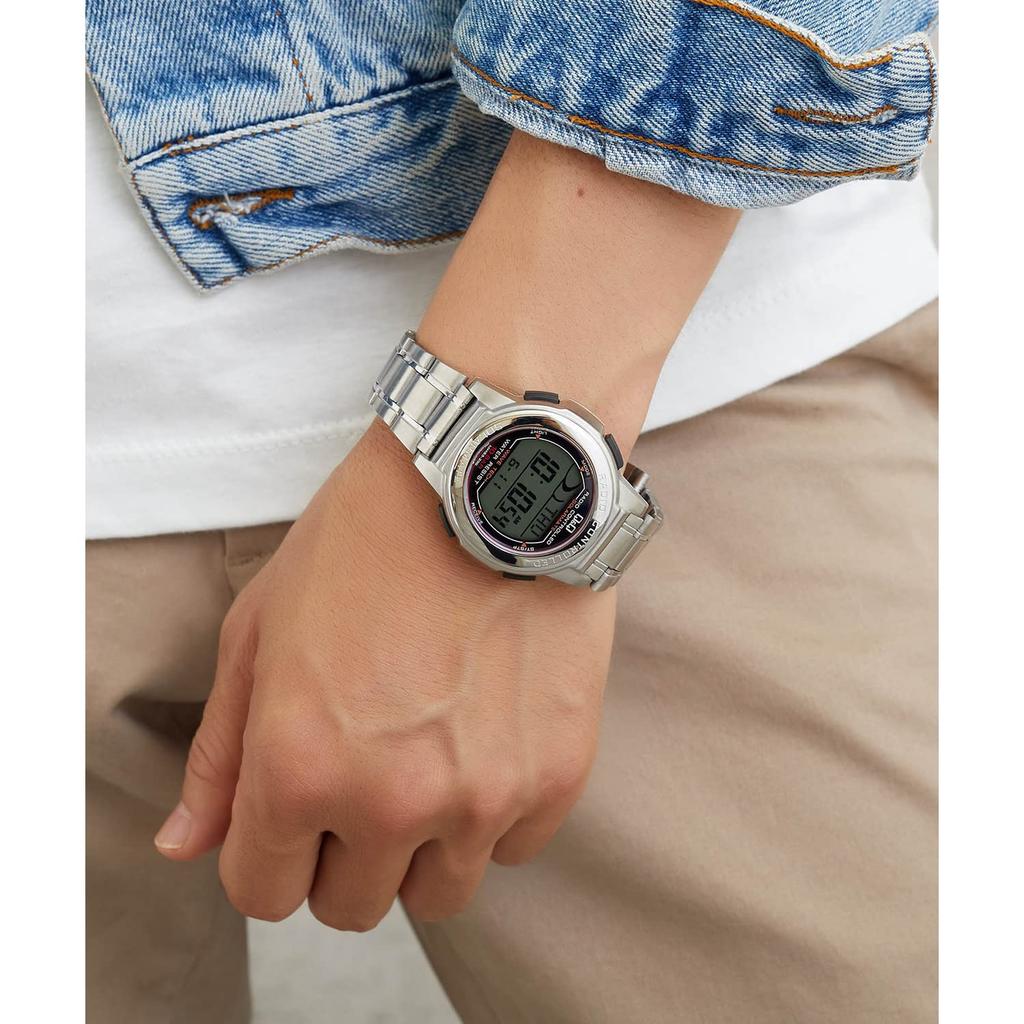 Citizen Silver Digital Watch with Solar Water Date Metal Band Q&Q MHS5-200 Men's Radio-Controlled Power, Resistant, Display,