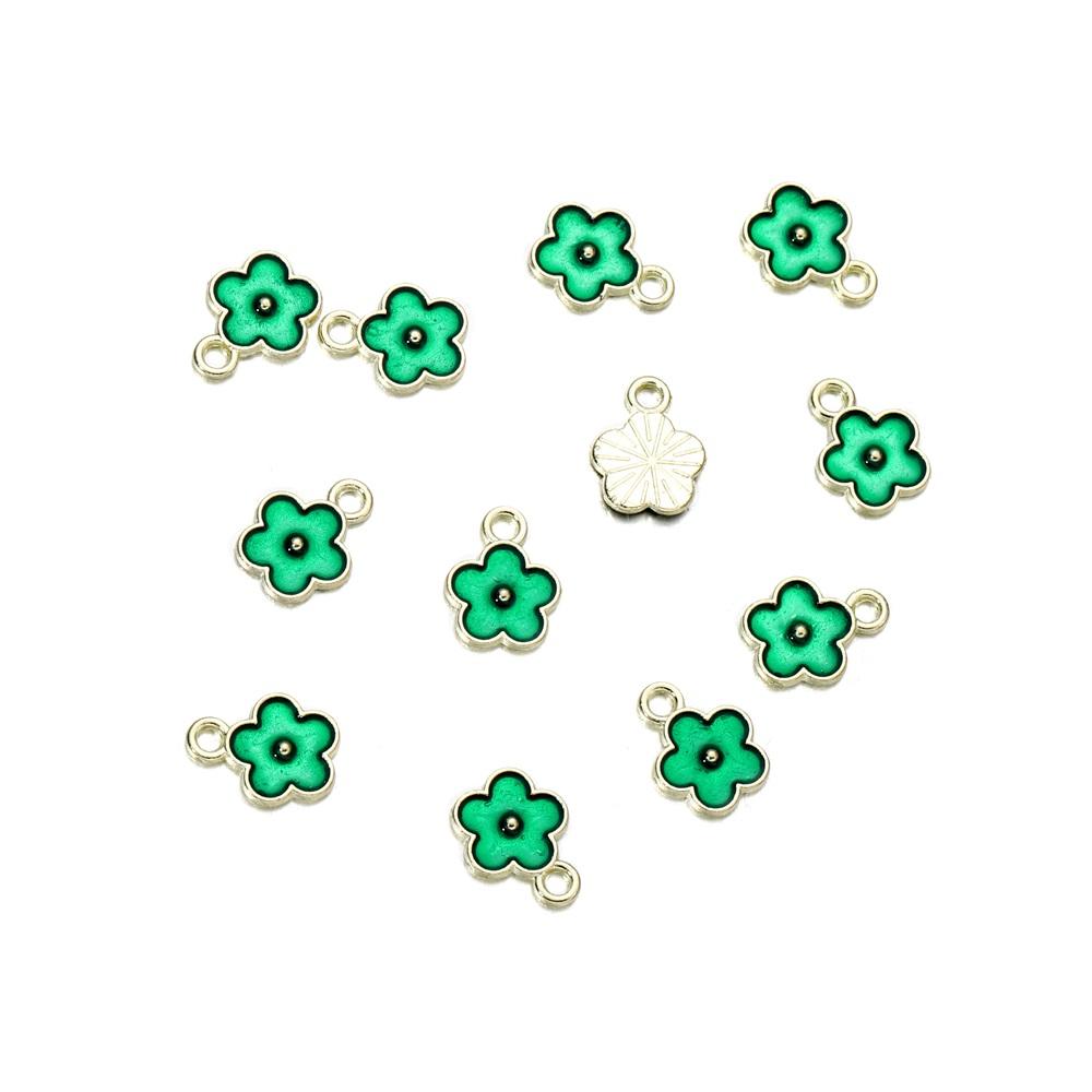 10pcs/bag Colorful Flower Heart Charms Pendants Enamel Metal Necklace Bracelet Charm For DIY Jewelry Making Supplies Accessories