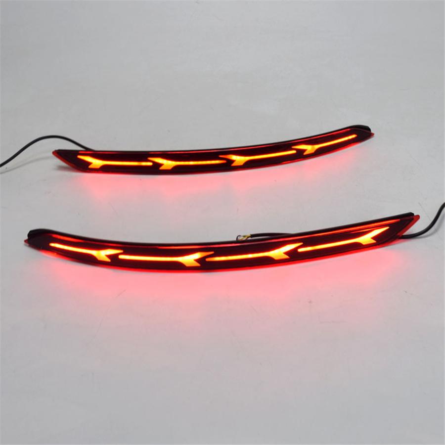 2x LED Rear Bumper Reflector Brake Light Flow Turn Signal For Hyundai Elantra
