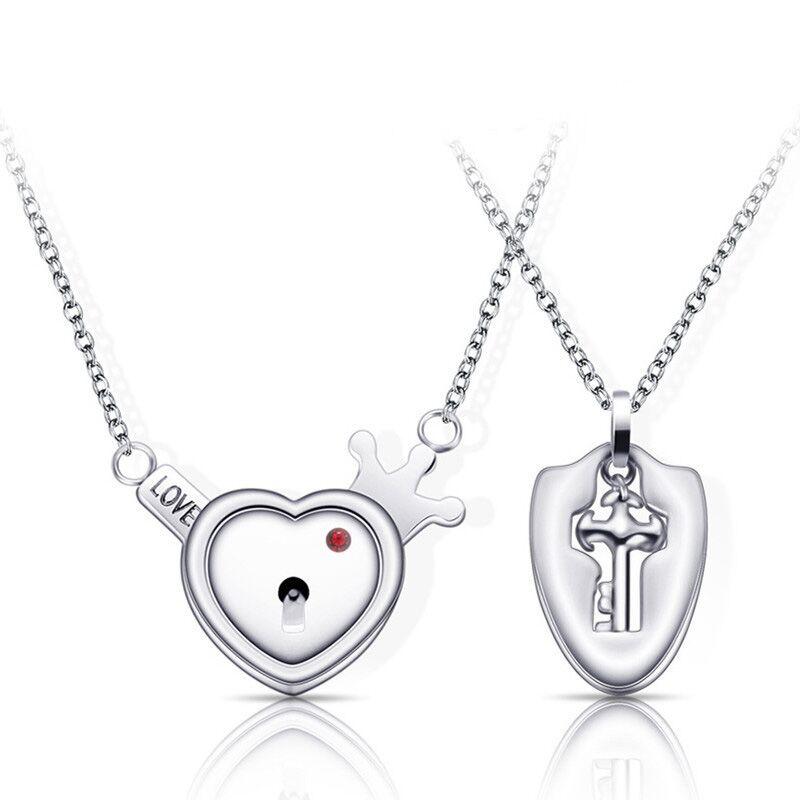 Couple Jewelry Stainless Steel Bracelet Love Heart Lock Bracelets Bangles Key Pendant Necklace for Lover Jewelry Gift