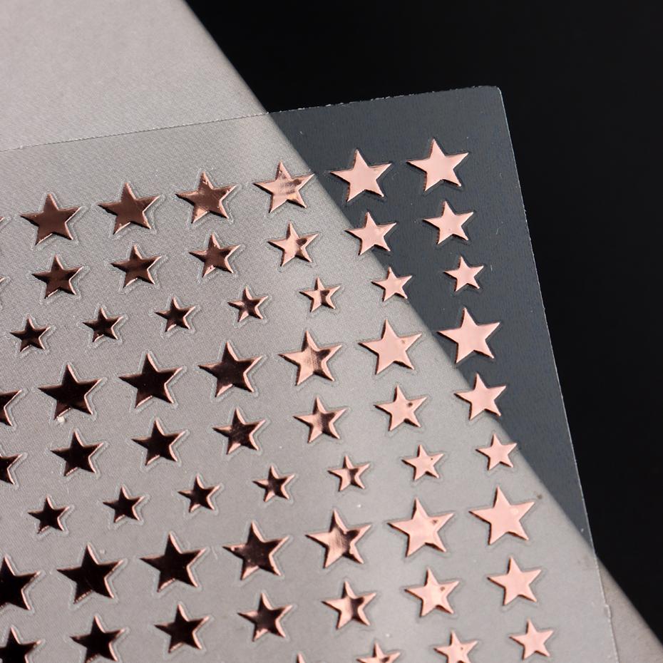 3D Black Pink Stars Stickers for Nails Golden Silvery Stars Adhesive Nail Decals Autumn Winter Festival DIY Nail Art Accessories