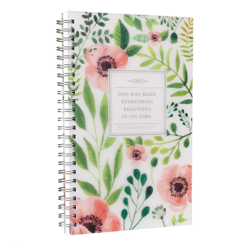 Beautiful Wirebound Notebook Ecclesiastes 3:11 Floral Design Spiral Bound PVC Cover 128 Lined Pages Scripture Inspirational Gift