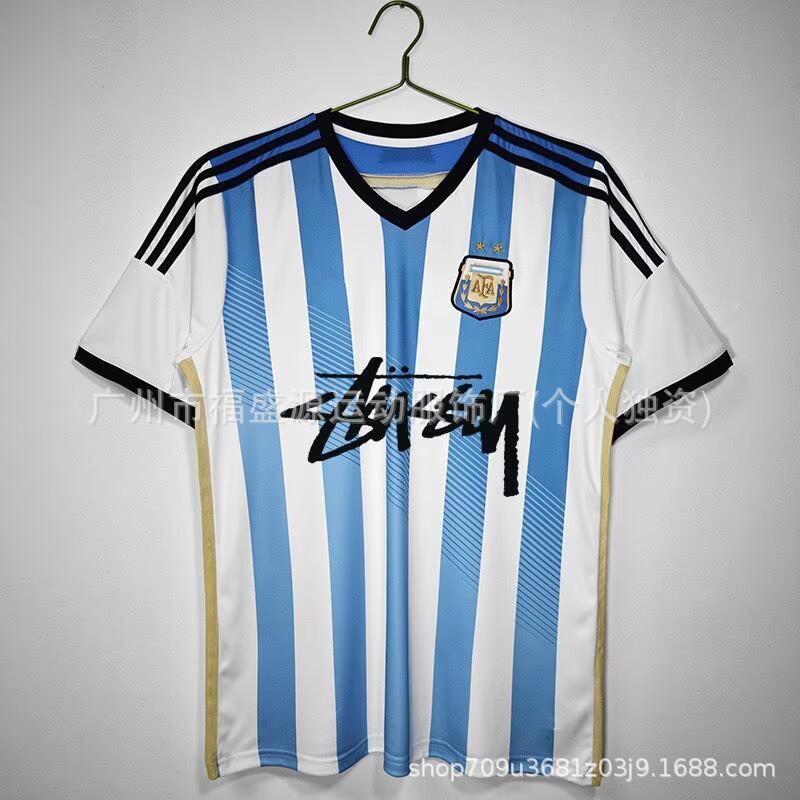 Retro Jersey Brazil Argentina Germany England Portugal Spain Signature Short Sleeved Football