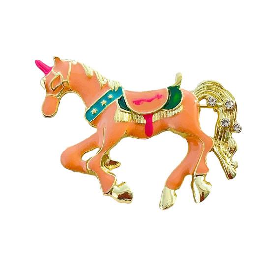 Broșă Pietre Strălucitoare Colorate Încrustate Design Cal Broșă Ac Insignă Rever Guler Costum Accesoriu Elegant