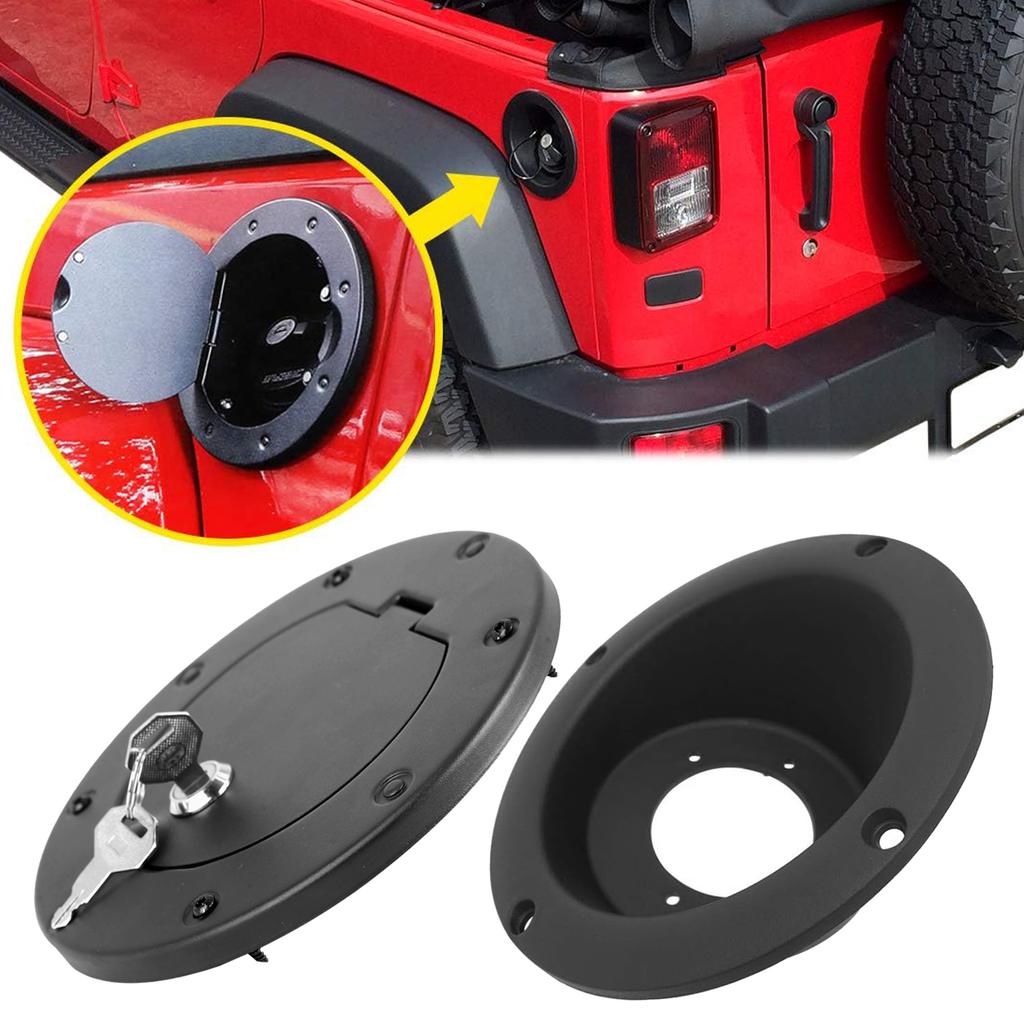Gas Tank Fuel Filler Door Neck Bezel Locking Gas Cap Cover For Jeep Wrangler TJ Unlimited Sport Rubicon Sahara 1997-2006