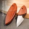 Compact Wood Grain Folding Knife: Portable Mini Pocket Knife for Outdoor and Kitchen Use