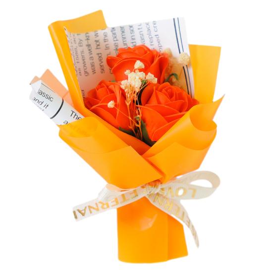Mini Artificial Flower Bouquet Scented Soap Rose Sunflower Flower Arrangement Preserved Floral Gifts for Women Wife Girlfriend D