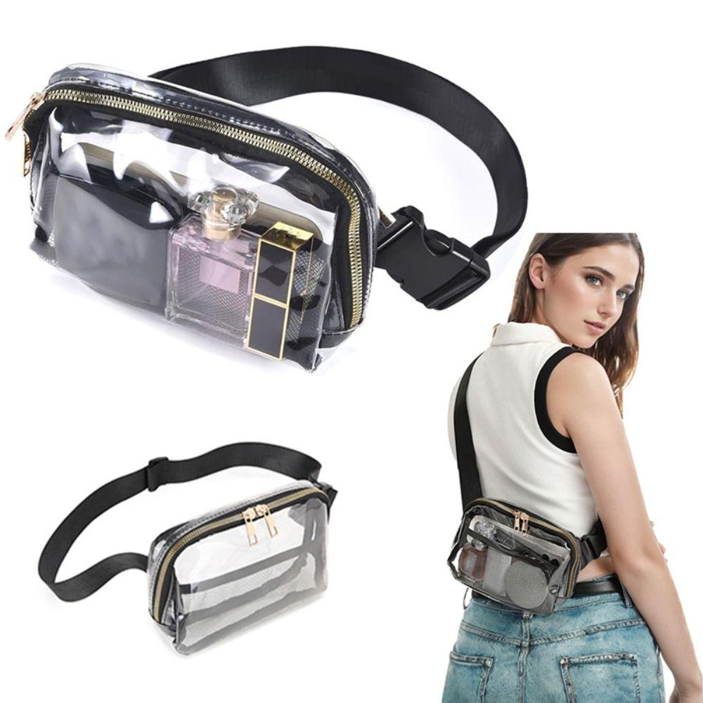 PVC Clear Fanny Pack Waterproof Lightweight Waist Bag with Adjustable Strap Transparent Stadium Crossbody Purse