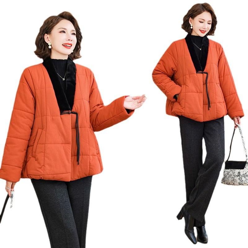 National style buckle new Chinese cotton jacket women's 2025 new winter jacket thickened warm retro padded jacket