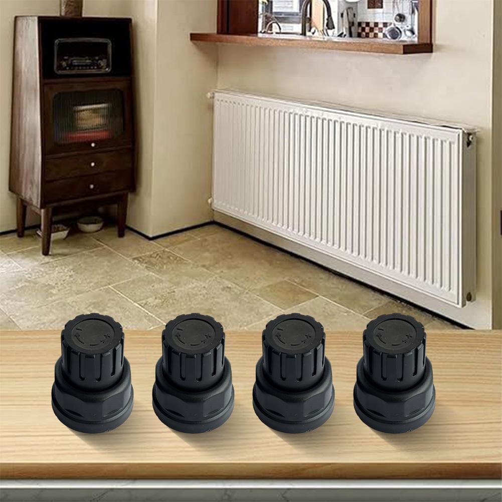 4Pcs Hand Wheel Switches Underfloor Heating Manifold Accessories M30x1.5 Black For Radiator Thermostat Valve Protection Cap