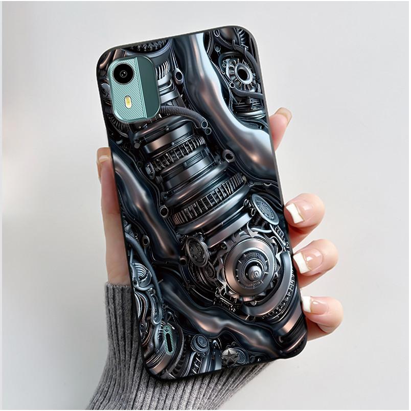 

Black Case For Nokia C12 TA-1535/C12 Plus/C12 Pro Chrysanthemum Pattern Shell 2026 New Design Anti-scratch Soft Silicone Casing Nokia C12 Pro