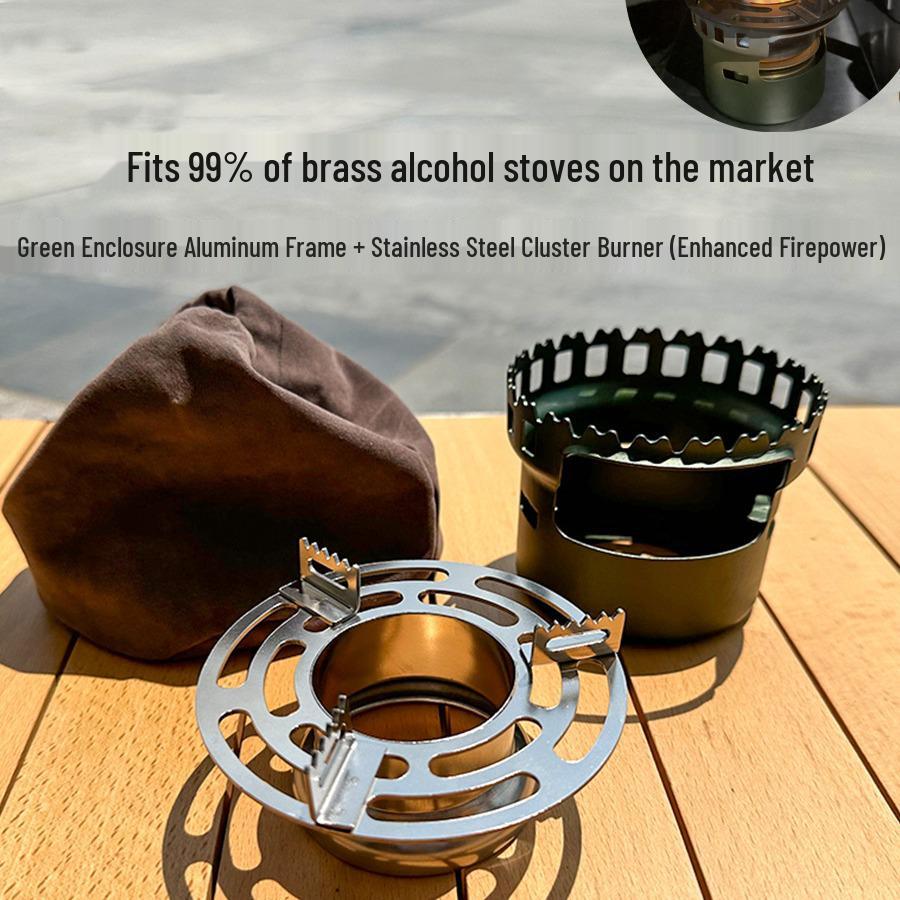 Aluminum Alloy Outdoor Alcohol Stove with Teapot and Insulated Heating Base for Picnic and Household Use