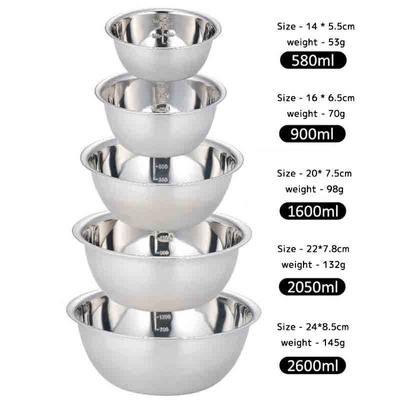 5 peças/conjunto de tigelas de mistura de aço inoxidável antiderrapantes, tigelas de batedor, conjunto de tigelas de mistura para salada, cozimento e cozimento