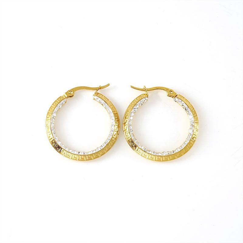 New titanium steel color-retaining gold-plated diamond-encrusted earrings niche design high-end elegant temperament earrings