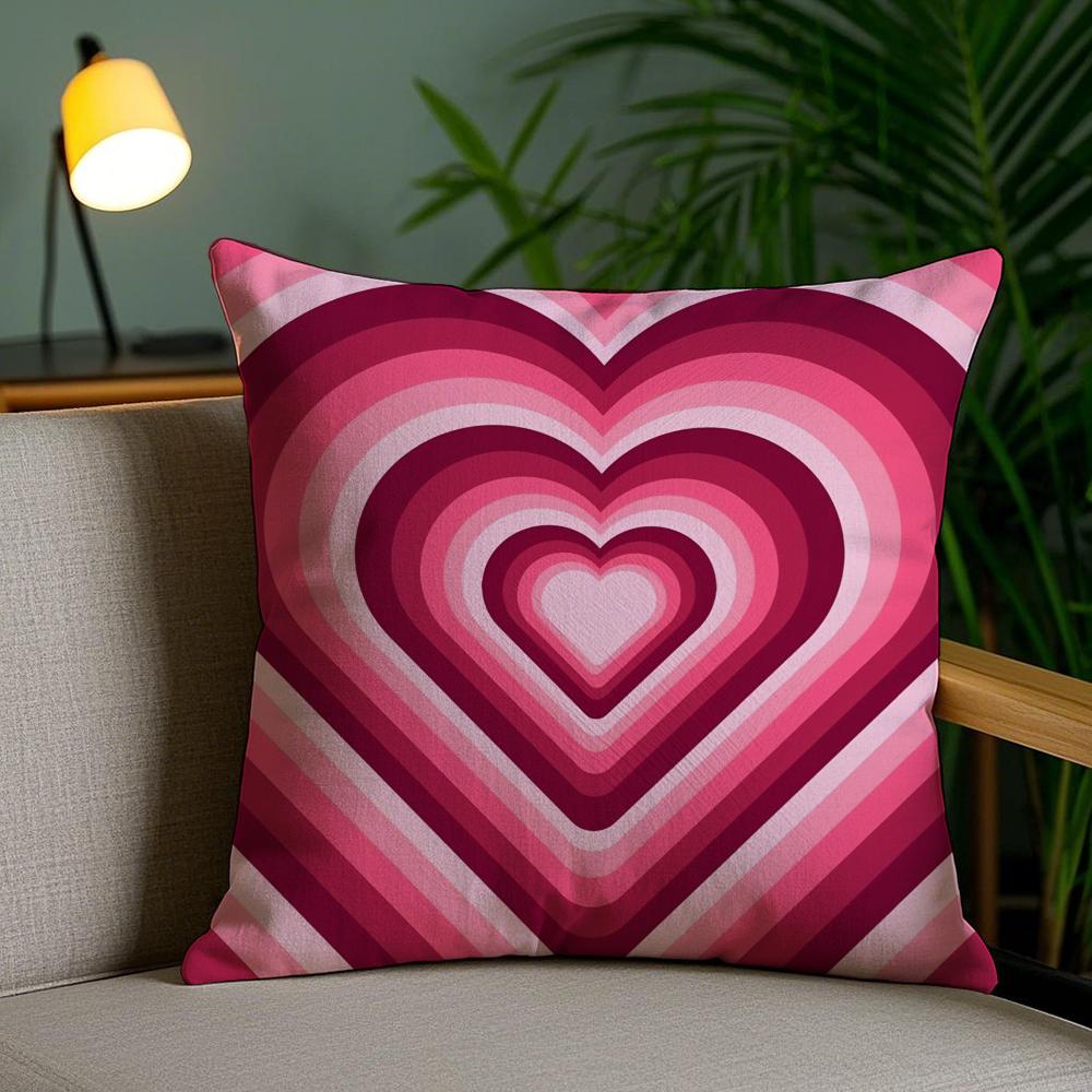 Sweet Love Cushion Cover Plush Fabric Soft Double-Sided Printed Invisible Zipper Sofa Pillow Case Home Decor