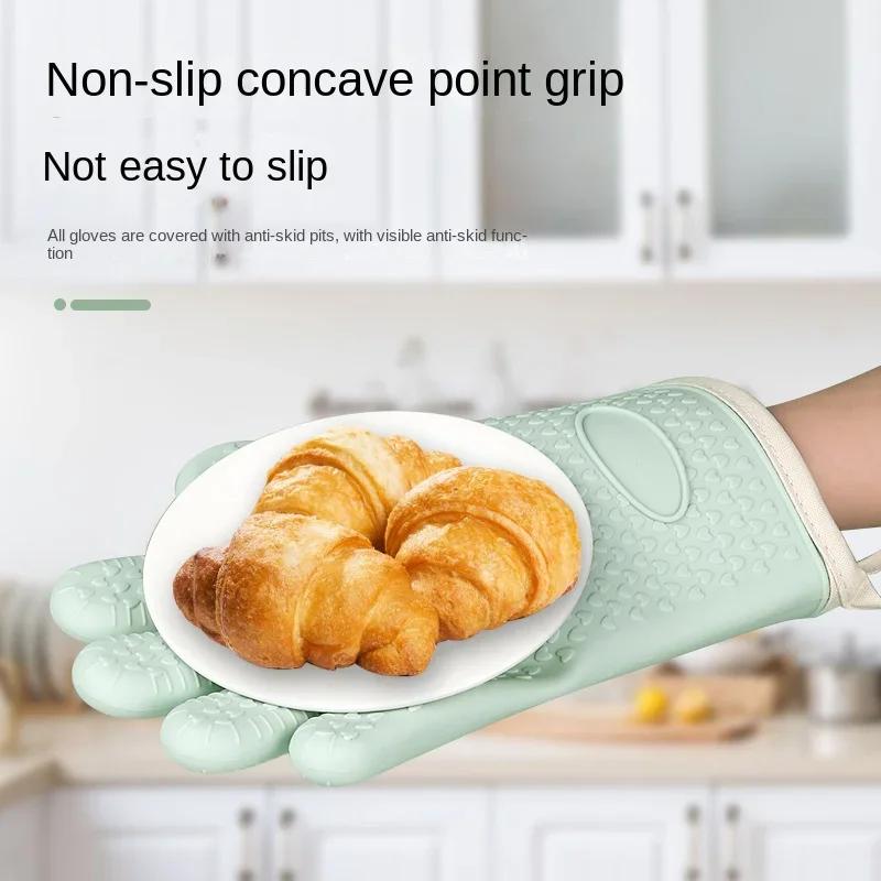 Heat-resistant Gloves Silicone Fire-proof Microwave Oven Glove 1 Pair of Barbecue Gloves Cooking Tools and Barbecue Anti-slip
