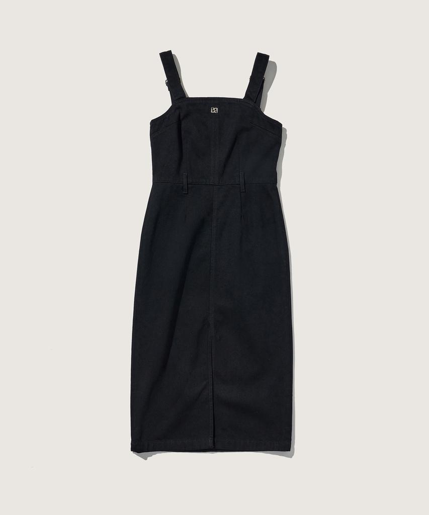 Plack Woman Denim Dress M56 Black